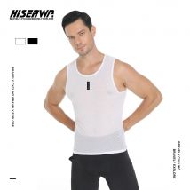 HISERWA Men Cycling Base Layer Mesh traspirante Quick Dry Cycling Jersey senza maniche MTB Road Bike Undershirt Classic nero/bianco