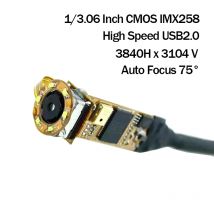 4K 12 MP HD IMX258 3840 H x 3104 V 15 FPS USB-Kameramodul Autofokus 75 °   Mit digitalem Mikrofon-LED-Licht MJPEG für industrielle Inspektion
