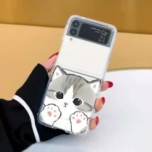 Custodia per gatti animali carini per Samsung Galaxy Z Flip 6 ZFlip 5 5G Cartoon Transaprent Cover trasparente per Samsung ZFlip 4 ZFlip 3 7 Fundas