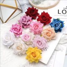 30PCS/6CM Gemischte Farbe Flanell Edelstein Rose Künstliche Seide Blumen Köpfe DIY Party Hochzeit Dekorationen Gefälschte blume