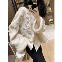 Neue Ankunft Winter Kaschmir Stickerei Mantel Frauen Wolle Echte Natürliche Nerz Manschetten Mantel Strickjacke Winter Warme Mantel