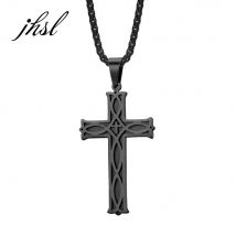 JHSL 55cm Box Kette Männer Kreuz Halskette Anhänger Schwarz Silber Farbe Gold Farbe 316L Edelstahl Mode Schmuck