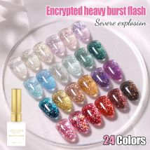 Vendeeni 24 Farben High Density Glitter Nagel Gel politur explosive Flash Nail Art Gel Lack funkelnde UV Einweichen Gel Lack