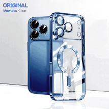 Original Magnet Galvanik Magnetismus Case Für Apple Offizielle Magsafe Hülle Iphone 16 15 Plus 11 12 13 14 17 Pro Max Air Luxus Transparent Silikon Drahtloses Laden Kameraobjektivschutz