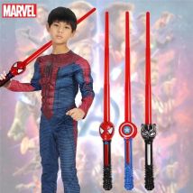 Marvel Spiderman Iron Man Capitan America Bambini Bastone fluorescente Spada laser telescopica Glowing Flash Stick Regali