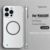 Luxuriöse, ultradünne, rahmenlose magnetische Hülle für Magsafe iPhone 14 13 Mini 14 13 Pro Max Wireless Charge Hard PC Matte Phone Cover