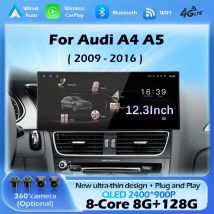 Radio Multimedia para Auto con Android 15, Carplay Inalámbrico, GPS, Pantalla Ultrafina, DSP, Estéreo, WiFi, para Audi A4 B8 A5 2009-2016