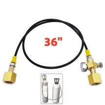 Argon/CO2-Tank-Nachfüllstation, Ladeadapter, Übertragung mit 90 cm Schlauch oder geflochtenem Stahlschlauch CGA320 W21,8–14 DIN477