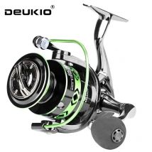 DEUKIO Spinn-Angelrolle, bunte Beschichtung, MAX Drag 12 kg, Übersetzungsverhältnis 5,2:1, abgedichtetes Lager, Metallspule, Wippe, Salzwasser