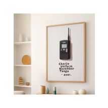 Charlie Uniform November Tango Over Wall Art Poster or Canvas Print, Walkie Talkie Sarcastic Typography Minimalistic Humor