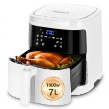Aigostar White Cube 7L 1900W friggitrice ad aria intelligente senza olio, controllo App e WiFi, 7 programmi con schermo LED, cestello rimovibile N