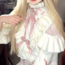 Japanische Massenproduzierte Mine Off-Shoulder-Pullover Damen Süße Strass Schleife Strickpullover Harajuku Y2k Strickwaren Lolita Tops