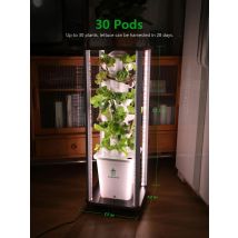 DPROOTS 30 Pods Vertical Hydroponic Tower Growing System for Garden Indoor Led Grow Light Vegetables Smart Movable Planting Kit