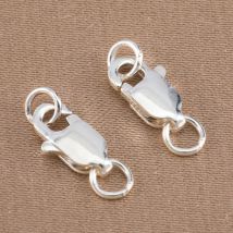 2 Stück Karabinerverschlüsse aus 925er-Sterlingsilber mit offenen Biegeringen, DIY-Ergebnisse, Kits, Verbinder für die Herstellung von Halsketten, Armbändern und Schmuck