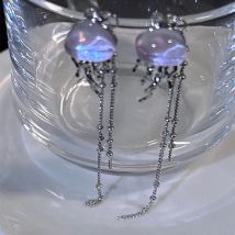 Neue schöne Tiefsee Quallen Elfen lange Quaste Tropfen Ohrringe Mini Stern transparente Kristall kette Ohrringe Frauen Schmuck Geschenke