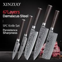 XINZUO 1-5 PCS Küche Messer Set VG10 Damaskus Edelstahl Sharp Chef Santoku Nakiri Slicing Schäl