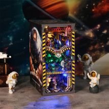 Libro Nook Kit Apollo Mattoni Esplorazione spaziale Modello Costruire Puzzle in legno 3D Scaffale fai da te Astrona in miniatura Decorazione della casa delle bambole