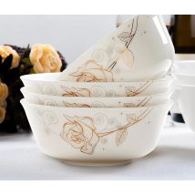 4pcs set, 6 inch, real bone china dinner bowl, ceramic ramen bowls, porcelain noodles bowl, food container, for kitchen salad