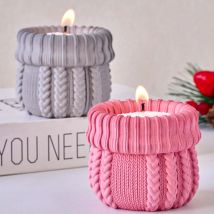 Knitted Yarn Candle Jar Silicone Mold DIY Christmas Ornaments Sock Flowerpot Crafts Making Plaster Resin Storage Box Clay Molds