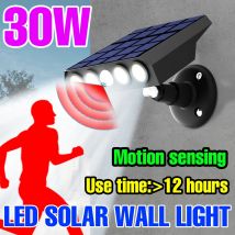 Lampada da parete per esterni con sensore di movimento PIR impermeabile a luce solare da 30 W per illuminazione stradale da ingresso per garage da giardino
