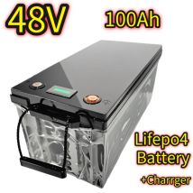Batería de litio lifepo4 de 48v y 100AH con BMS para triciclo, carrito de golf, inversor, almacenamiento de energía Solar, scooter + cargador de 58,4 V 10A