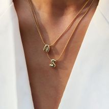Gold Plated Balloon 26 Alphabet Letter Pendant Necklace Copper Bubble Initial Pendant For Women Personality Chain Jewelry