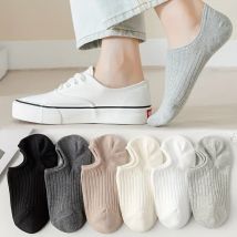 5 Pairs Women's Ultra-Soft Boat Socks Breathable Shallow Cut Lightweight Comfortable Simple Design Summer Socks