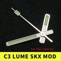 Set MOD SKX Fit For 4R35 4R36 7S26 NH35 NH36 Movement Vintage Silver C3 Lume 62MAS Style Watch Hands Super Green Luminous