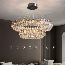 Luxury Crystal LED Chandelier Living Dining Room Bedroom Round Dining Table Minimalist Hanging Lamp Lighting Lustre