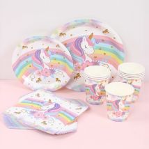 Piatti da tavola usa e getta per feste di unicorno Tovaglioli Arcobaleno Decorazioni per feste di compleanno di unicorno Forniture per feste di compleanno per bambini Baby Shower