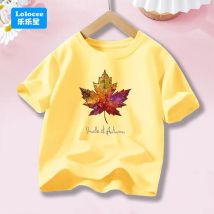 Mädchen Neue Weiche Baumwolle T Shirts Kinder Mode Ahorn Blätter Gedruckt T-shirts für Sommer Dame Rosa Kurzarm Tops FY1