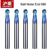 HUHAO 6 mm Schaft Kugelkopffräser Nano blau beschichtet 2 Nuten Hartmetall-Fräser HRC65 CNC-Fräser Spirale flache CNC-Werkzeuge