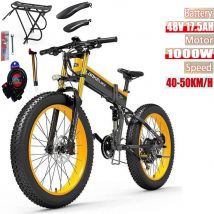 Lankeleisi-bicicleta eléctrica plegable XT750 Plus para adultos, motor de 1000W, batería de 17,5 Ah, neumático ancho de 26 ''x 4'', 9 velocidades