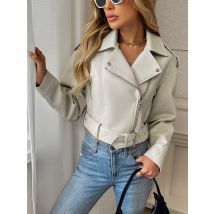 Fitaylor Frühling Herbst Frauen PU Leder Jacke Dame Revers Motorrad Leder Outwear Casual Kurzen Mantel