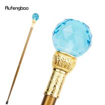 Goldener Zierstock aus blauem Kristallglas – 91,4 cm großer, im Vintage-Stil inspirierter Gehstock für Cosplay-, Steampunk- und Kostümpartys