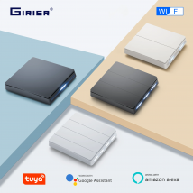 GIRIER Smart Lichtschalter WiFi Druckknopf Wandschalter Neutralleiter erforderlich 1/2/3/4 Gang Funktioniert mit Tuya Alexa Google Home