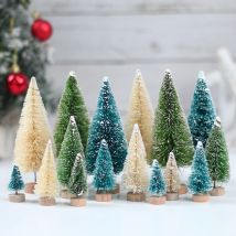 8 stücke künstliche Mini-Weihnachts baum Frohe Weihnachten Dekoration für Zuhause 2024 kleine Sisal Weihnachten Ornamente Navidad Tisch dekoration