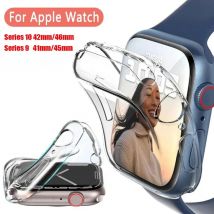 TPU-Displayschutzfolie für Apple Watch Serie 10, 9, 42 mm, 46 mm, 41/45 mm, vollständige Stoßstangenabdeckung, Iwatch S10, 46 mm, 42 mm, Zubehör
