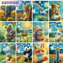 GATYZTORY Rahmenloses Malen nach Zahlen, Kits, niedliches Füchse-Tier, DIY-Ölfarbe, einzigartiges Geschenk, 40 x 50 cm, Wohnzimmer-Wandkunst, Kunsthandwerk