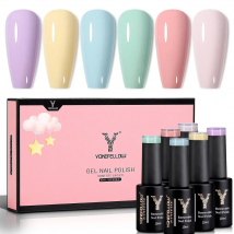 YOKEFELLOW 6PCS Pastell Gel Nagellack Set Frühling Sommer Gel Polnisch Macaron Candy Süße Farbe Weiche Rosa Gelb Lila gel Polnisch