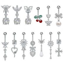 1pc Serie Farfalla Serpente Anelli Per Ombelico Pendenti In Acciaio Inox Croce Cristalli CZ Cuore Luna Pancia All'ombelico Piercing Nombril