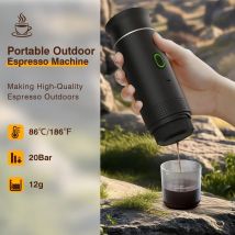 Przenośny ekspres do espresso, kawowy automat do użytku w podróży, 3-w-1 akumulatorowy ekspres do kawy do samochodu, kompatybilny z kawą mieloną.