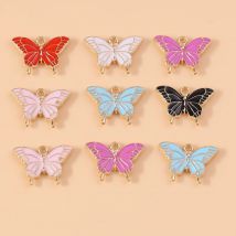 20 Stück 19 x 14 mm niedliche Emaille-Tier-Schmetterlings-Charms-Anhänger für Schmuckherstellung, Ohrringe, Halsketten, Armbänder, DIY-Bastelzubehör