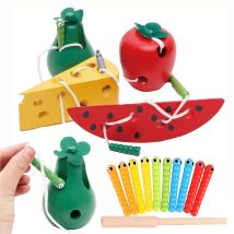 Kinder Montessori Spielzeug Wurm essen Obst Holz Puzzle Spielzeug Finger flexible Ausbildung Twist ing Wurm Lernspiel zeug für Kinder Geschenke