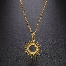 Skyrim Boho Sonne Anhänger Halskette für Frauen Mädchen Edelstahl Gold Farbe Halsband Halskette Schmuck Freundschaft Geschenk Großhandel