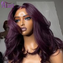 Haze Dark Purple Body Wave Echthaar-Perücken, 13 x 4, 13 x 6, transparente Spitze-Frontal-Remy-Haar-Perücke, hellviolett, 5 x 5 Verschluss-Spitzenperücke