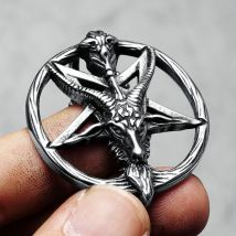 Gothic Baphomet Pentagram Pendant Men Necklace Stainless Steel Satanic Jewelry Heavy Metal Punk Chain Rock Punk for Male Gift