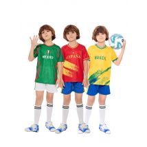 Suruida Kinder-Fußballtrikots Spanien Rumänien Italien Mexiko Kinder-Fußballuniformen Schnell trocknender Fußball-Trainingsanzug für Jungen und Mädchen
