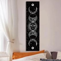 1PC Mondphase Chakren Tapisserie Buddhismus Yoga Cosmic Energy Zentren Meditation Wandteppiche Schwarz Wandbehang Schlafzimmer Drom Home D