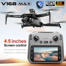 V168 MAX GPS-Drohne, professionelle 8K-Kamera-Antenne, FPV, bürstenlos, Vermeidung von Hindernissen mit großer Fernbedienung, zusammenklappbare Drohnen